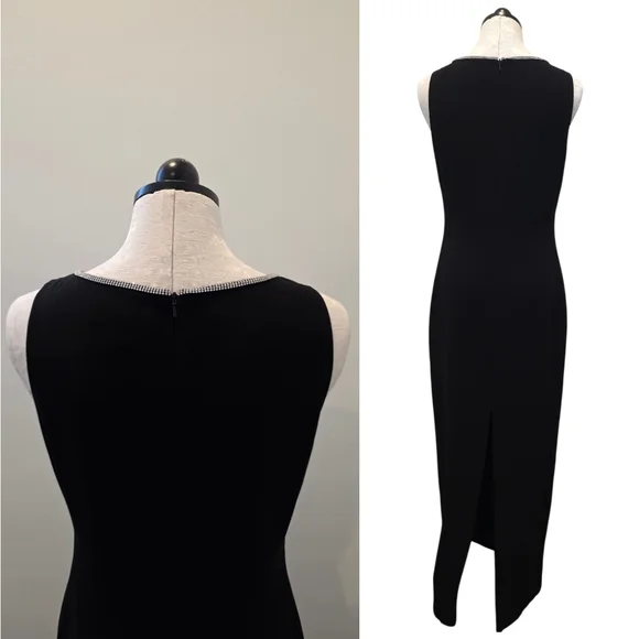 Ellen Tracy Linda Allard Vintage Rhinestone Embellished Maxi Formal Modest Dress - Picture 3 of 8